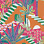 Envy Vacay Summer Heat Orange Floral Wallpaper