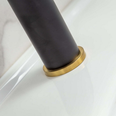 Enzo Black & Gold Round Deck-mounted Basin Mono Mixer Tap - 6