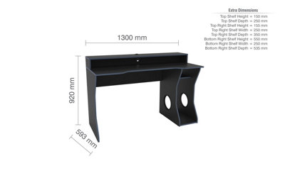 Enzo Gaming Computer Desk Black & Blue