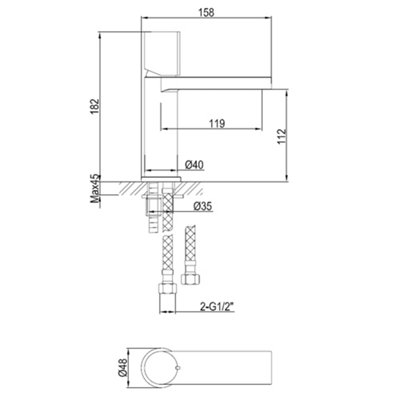 Enzo Polished Chrome Round Deck-mounted Basin Mono Mixer Tap - 3