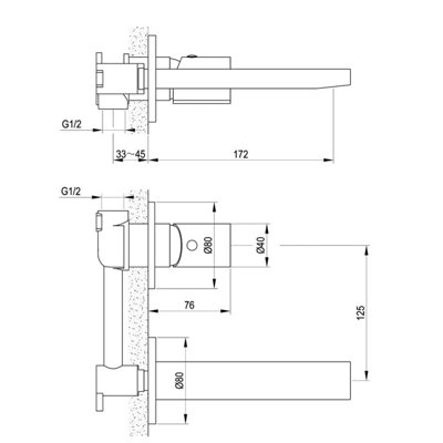 Enzo Polished Chrome Round Wall-mounted Basin Mixer Tap