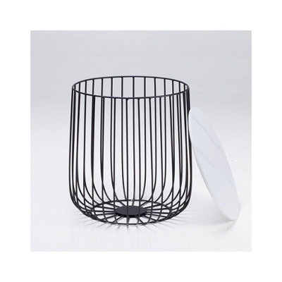 Enzo Small Coffee Cage Table With Marble Top & Black Frame