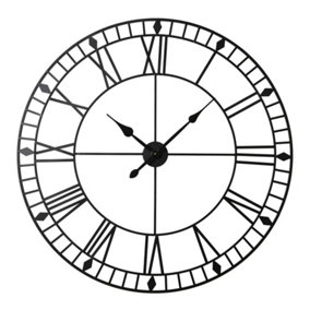 EOS - Skeleton Wall Clock with Roman Numerals - 100x100 - (Black)