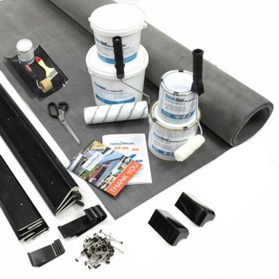 EPDM Rubber Roofing Kit for Dormer Roofs - EPDM Rubber Dormer Roof Kit With Black Trim (2.5m x 3m)