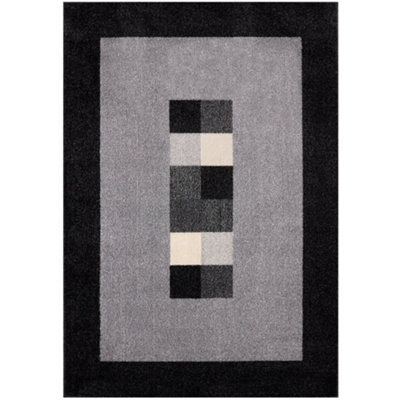 Ephesus Collection Modern Rugs Grey Black  7439GB