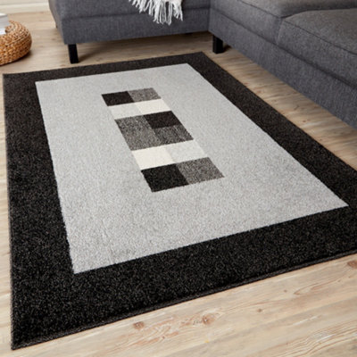 Ephesus Collection Modern Rugs Grey Black  7439GB