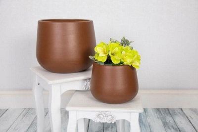 Epoxi Cylinder Rust Textured Matte Indoor Plant Pot 29cm