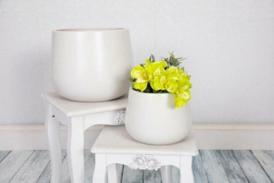 Epoxi Cylinder White Textured Matte Indoor Plant Pot 29cm DIY at B&Q