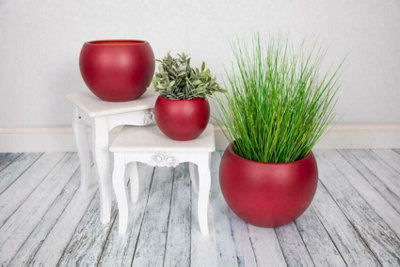 Epoxi Round Maroon Textured Matte Indoor Plant Pot 24cm