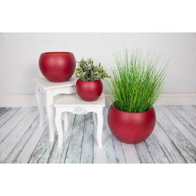 Epoxi Round Maroon Textured Matte Indoor Plant Pot 24cm