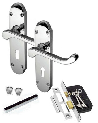 Epsom Design Lever Lock Internal Door Handle Polished Chrome Finish ...