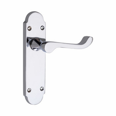 Epsom Design Victorian Scroll Door Handle Lever On Back Plate with Hinges and Latch - Polished Chrome