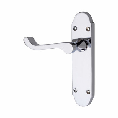 Epsom Design Victorian Scroll Door Handle Lever On Back Plate with Hinges and Latch - Polished Chrome