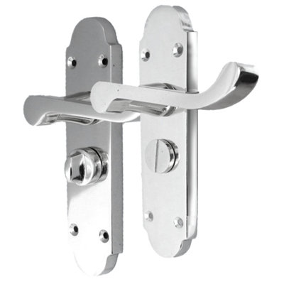 Epsom Door Handle Bath Privacy Lock Scroll Lever - Chrome
