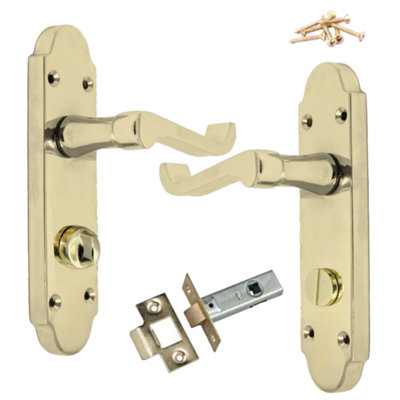 Epsom Door Handle Bath Privacy Lock + Tubular Latch Scroll Lever