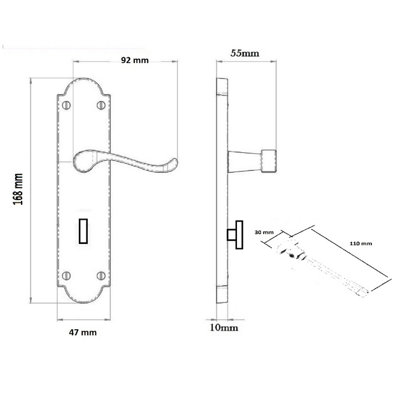 Epsom Door Handle Bathroom Lock Scroll Lever - Brass