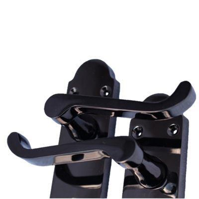 Epsom Door Handle Key Lock Scroll Lever - Black Nickel