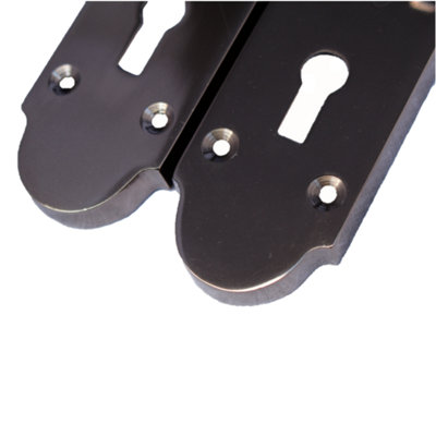 Epsom Door Handle Key Lock Scroll Lever - Black Nickel
