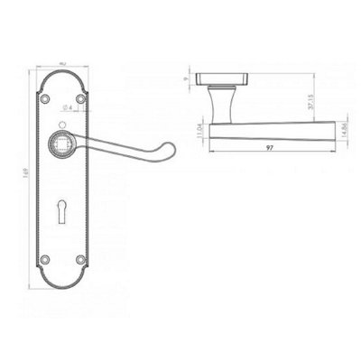 Epsom Door Handle Key Lock Scroll Lever - Polished Chrome Pack