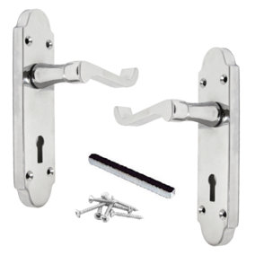 Epsom Door Handle Key Lock Scroll Lever - Polished Chrome
