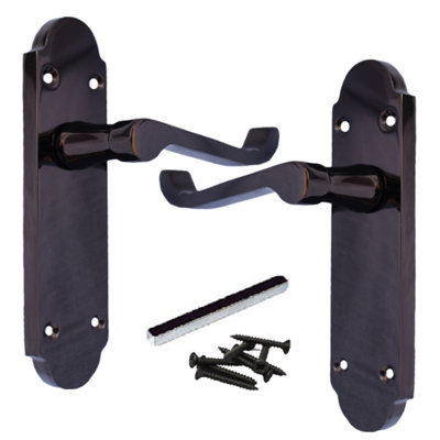 Epsom Door Handle Latch Scroll Lever - Black Nickel