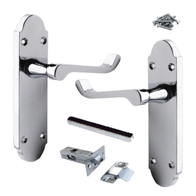 Epsom Door Handle Latch Victorian Scroll Lever - Chrome Pack 170mm x 40mm