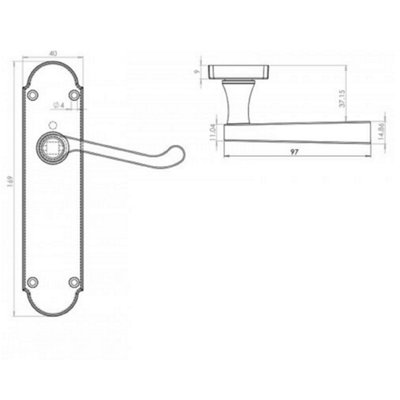 Epsom Door Handle Latch Victorian Scroll Lever - Matt Black Chrome Pack