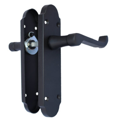 Epsom Door Handle Latch Victorian Scroll Lever - Matt Black