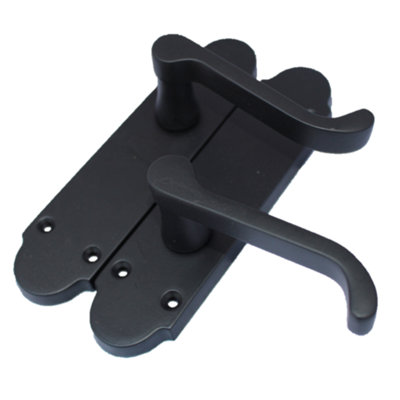 Epsom Door Handle Latch Victorian Scroll Lever - Matt Black