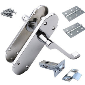 Epsom Door Handles with Hinges and Latch Scroll Lever - Chrome