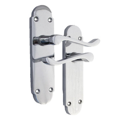 Epsom Door Handles with Hinges and Latch Scroll Lever - Chrome