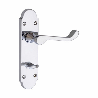 Epsom Style Bathroom Door Handle 170mm X 40mm Polished Chrome with Bathroom Mortise Lock Set -