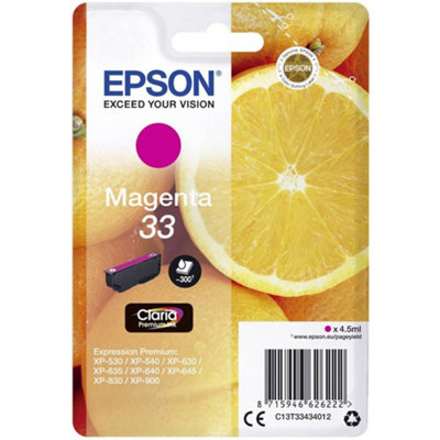 Epson 33 Magenta Oranges, Genuine, Claria Premium Ink, Standard Capacity