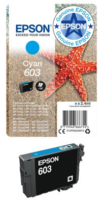 Epson 603 Cyan Starfish Genuine, Ink Cartridge, Standard Capacity ,Pack ...
