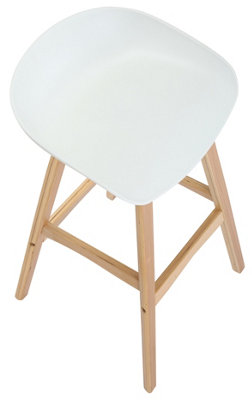Equator Single Kitchen Bar Stool, Fixed Wooden Legs And Footrest ...