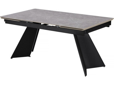 Equinoxe" extendable ceramic dining table for 6 to 10 people - Marbled grey