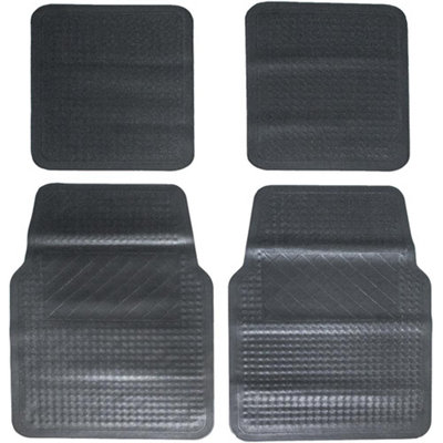 Equip 4 Pieces Utility Heavy Duty Rubber Car Floor Mat Set All Weather ...