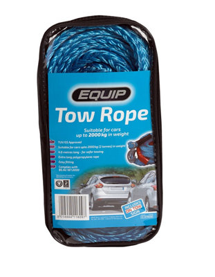 Equip ETR030 2T Tow Rope 2 Tonne Blue 4m Long Easy Fitting TUV GS Approved