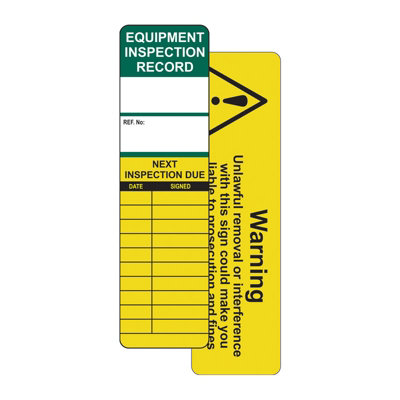 Equipment Inspection Safety Tags - For Use On Universal Equipment - Pack of 10