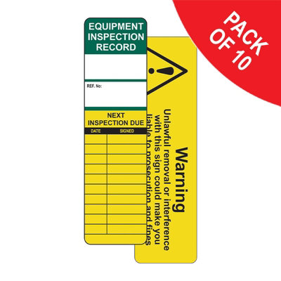 Equipment Inspection Safety Tags - For Use On Universal Equipment - Pack of 10