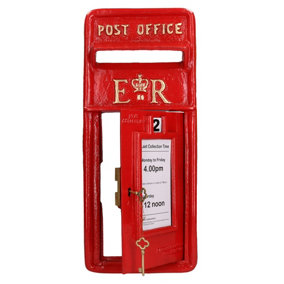 ER Royal Mail Post Box Wall Mount Replica Red Post Office Lockable GB Front