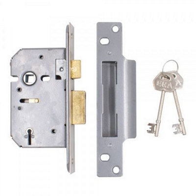 ERA 3" Viscount Mortice 5 Lever Sash Lock Satin Chrome with x2 Keys