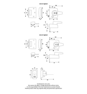 ERA British Standard Security Night Latch 60mm Backset - Satin Chrome