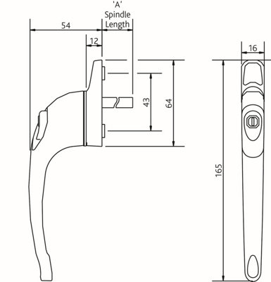 ERA Window Espagnolette In-Line Handle - White