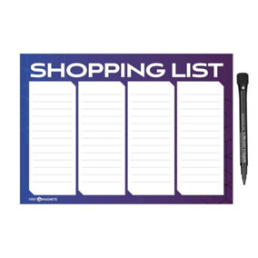 Erasable, Dry Wipe, Magnetic Shopping and Grocery List for Fridge, Kitchen, Refrigerator, Home, and Whiteboard