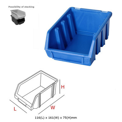 Ergo M Box Plastic Parts Storage Stacking 116x161x75mm - Colour Blue - Pack of 30
