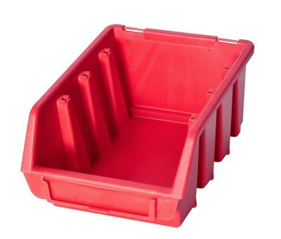 Ergo M Box Plastic Parts Storage Stacking 116x161x75mm - Colour Red - Pack of 10