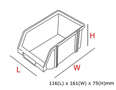 Ergo M Box Plastic Parts Storage Stacking 116x161x75mm - Colour Red - Pack of 5 - 3