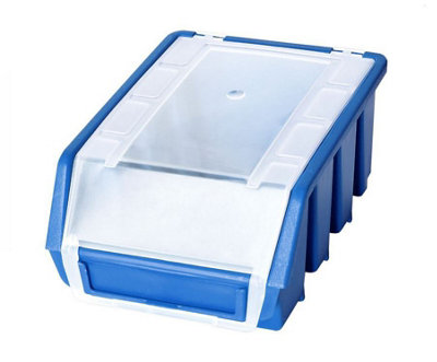 Ergo M+ Box Plastic Parts Storage Stacking With Cover 116x161x75mm - Colour Blue - Pack of 18