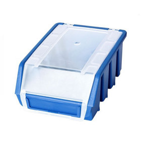 Ergo M+ Box Plastic Parts Storage Stacking With Cover 116x161x75mm - Colour Blue - Pack of 18